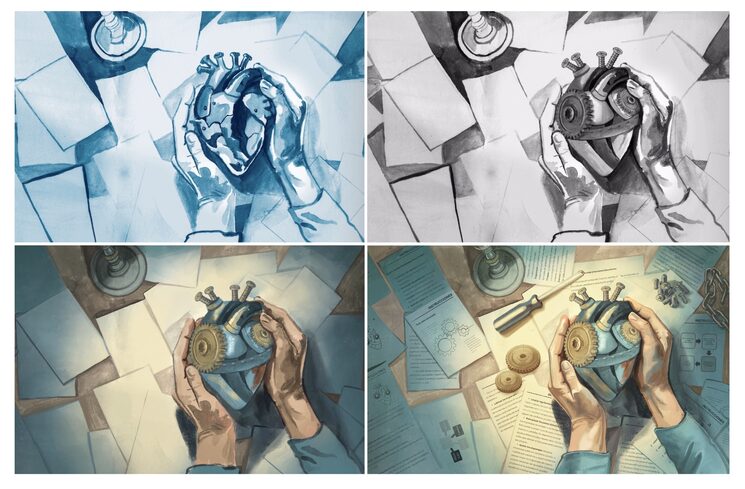 Proceso de ilustración, desde la acuarela hasta la pintura digital