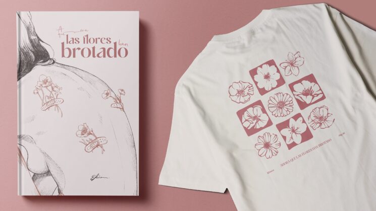 libro y camiseta (vista de diseño parte trasera)