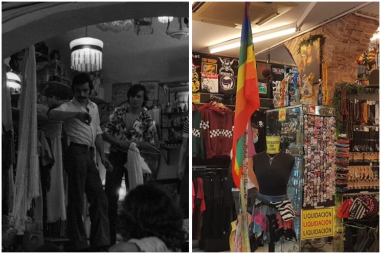 Esquerra: El Mercadillo als anys 70 (Eduard Olivella / AFB). Dreta: El Mercadillo en la seva recta final.