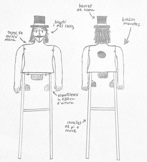 Esbós del gegantó enviat al taller.