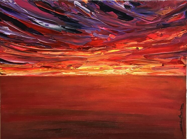 "Amanecer 3", de Susana Amestoy. Acrílico sobre tabla de lienzo (40x30 cm)