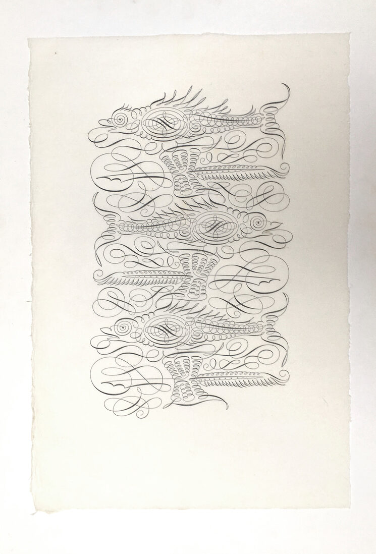 Oriol Miró. LETTERPRESS tipografia peixos & plomes Impresión en prensa tipogràfica en color negro sobre papel Munken Pure Rough de 200 g/m2. Medidas aprox 30x45 cm.