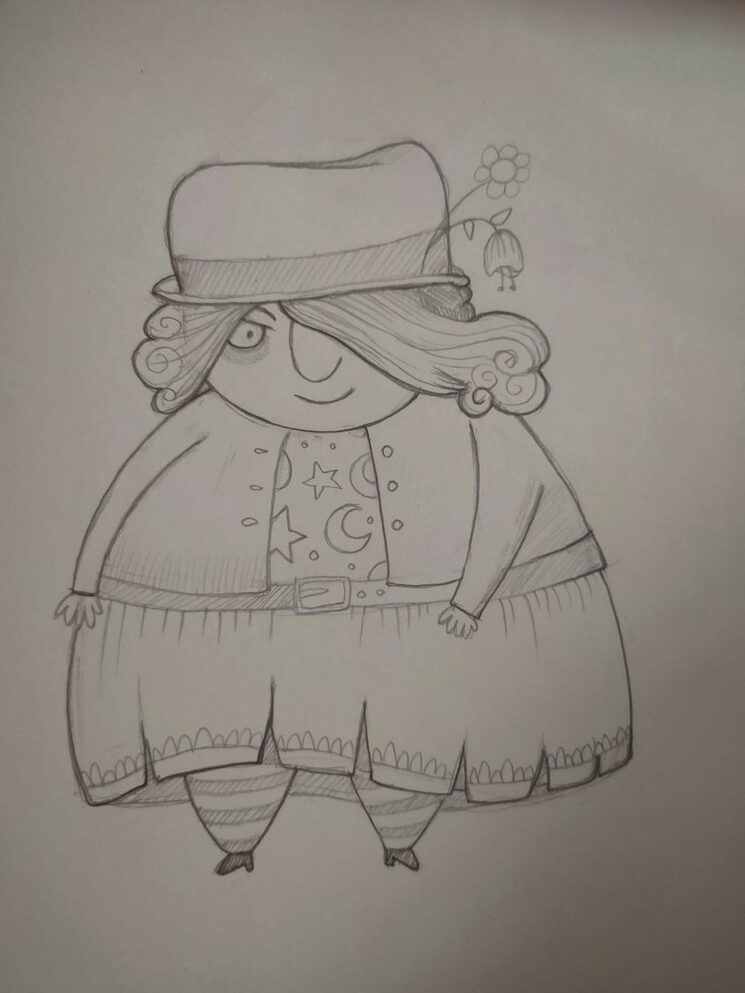 La señora que enbiste a Mona, primera idea.