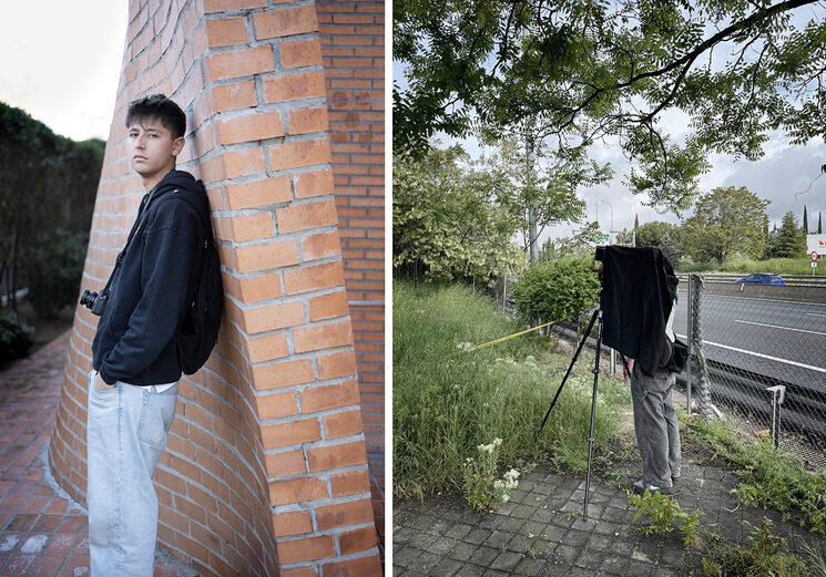 IZQ: En la iglesia de San Juan de la Cruz de Eladio Dieste / DER: Fotografiando La Pagoda de Fisac