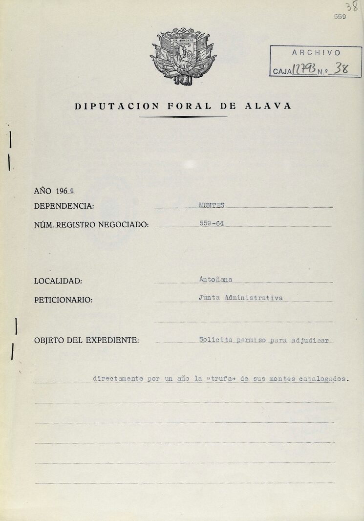 ARCHIVO HISTORICO DE ÁLAVA. 1964