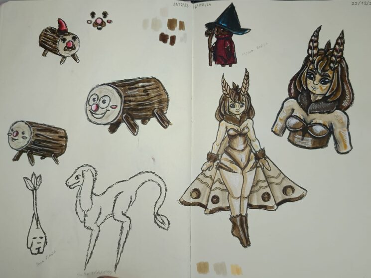 Ejemplo de bocetos de personajes