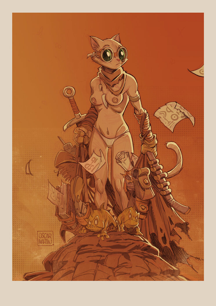 LÁMINA CON DIBUJO DE OSCAR MARTIN