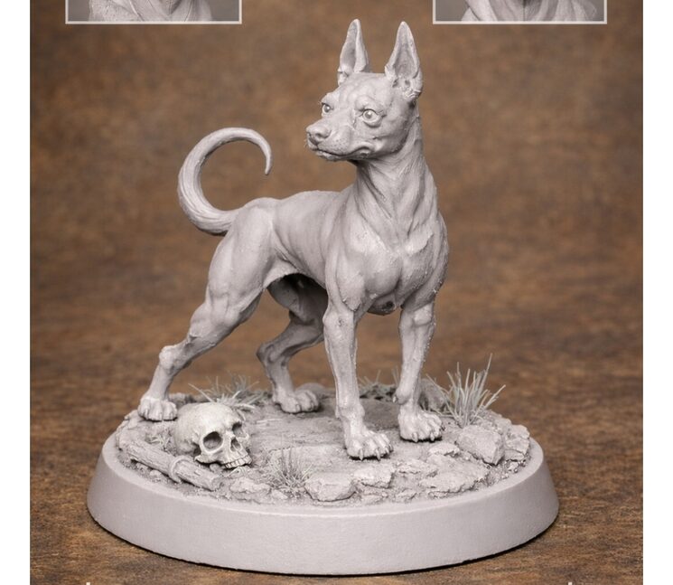 Una perra de guerra lista para pintar.