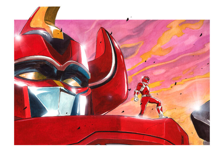 Original en acuarela y acrílico con toques de aerografo. Red Ranger.