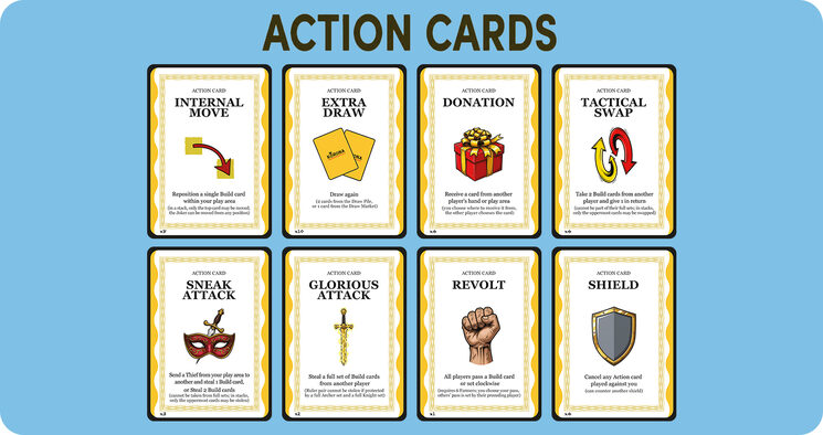 8 types of Action cards, totaling 36 units