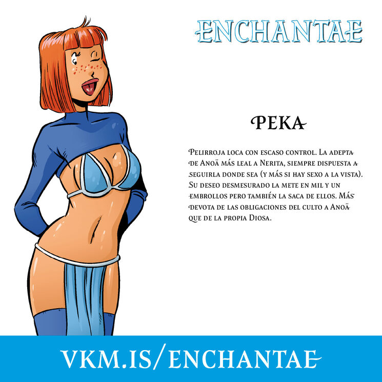 Personajes principales de Enchantae: Peka, leal y alocada adepta de Anoä.