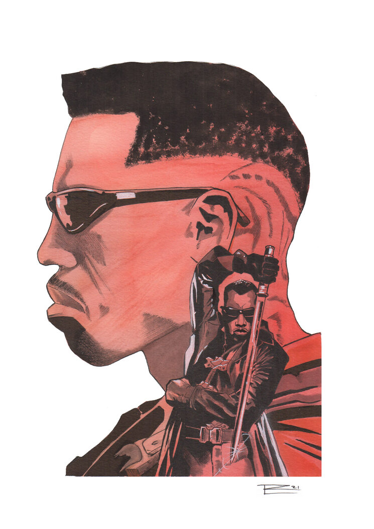 Original acuarela de Blade en tamaño A4
