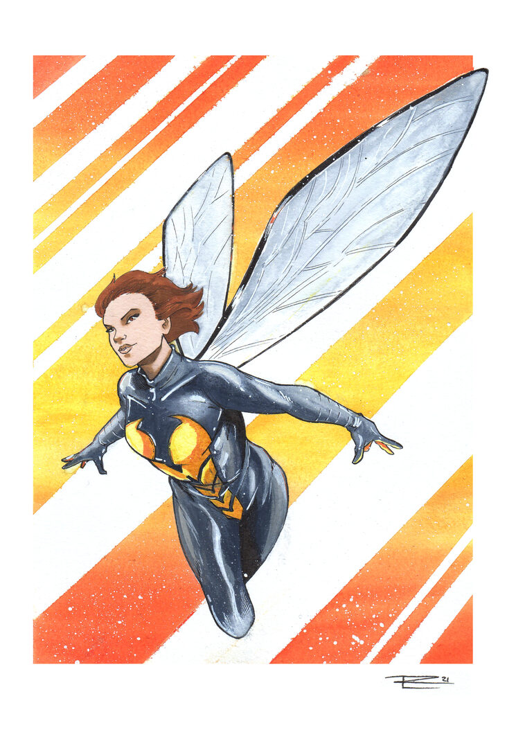 Original en acuarela de La Avispa en tamaño A4