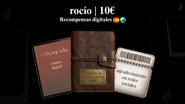 guion digital (PDF), cuaderno de proceso creativo (PDF con apuntes, inspiraciones, ideas, etc.), agradecimientos