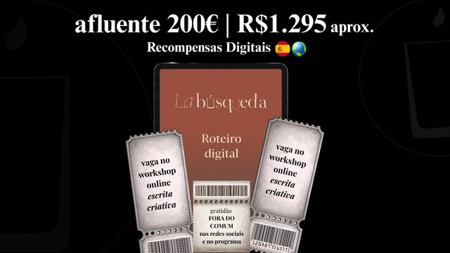 2 vagas em oficina online em grupo (escrita criativa), roteiro digital, agradecimento destacado nas redes sociais e programa de mão