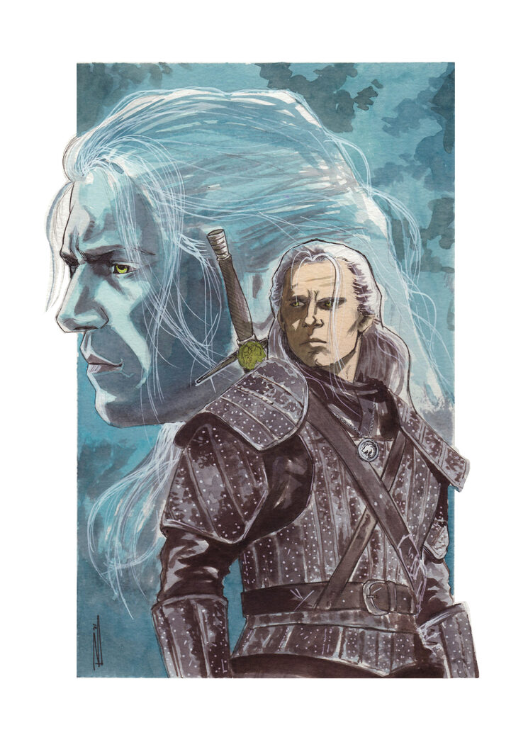 Original en acuarela de The Witcher en tamaño A4