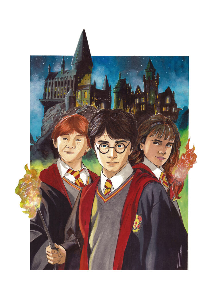 Original en acuarela de HARRY POTTER en tamaño A3
