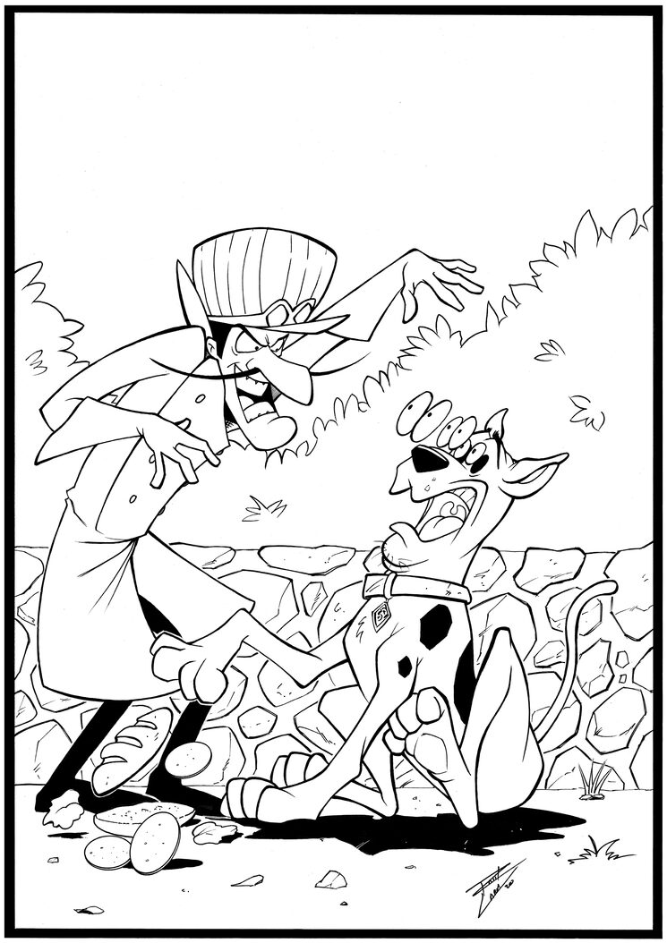 Original a lapiz y tinta de Pierre y Scooby doo en tamaño A3