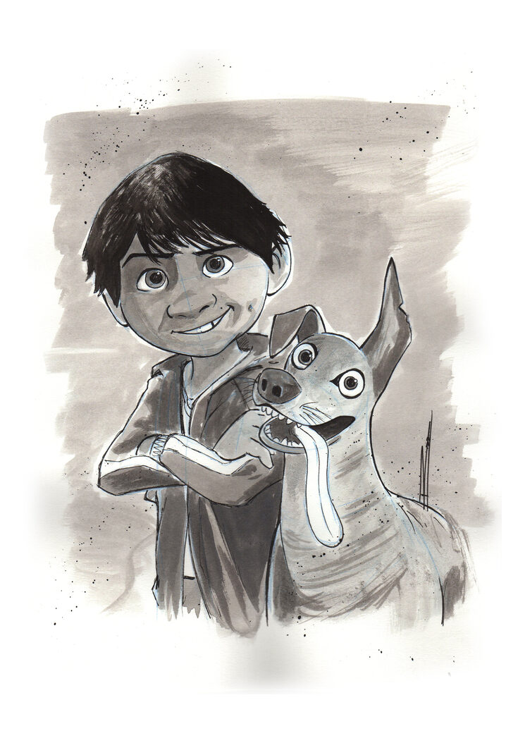 Original a tinta de COCO Y DANTE en tamaño A4