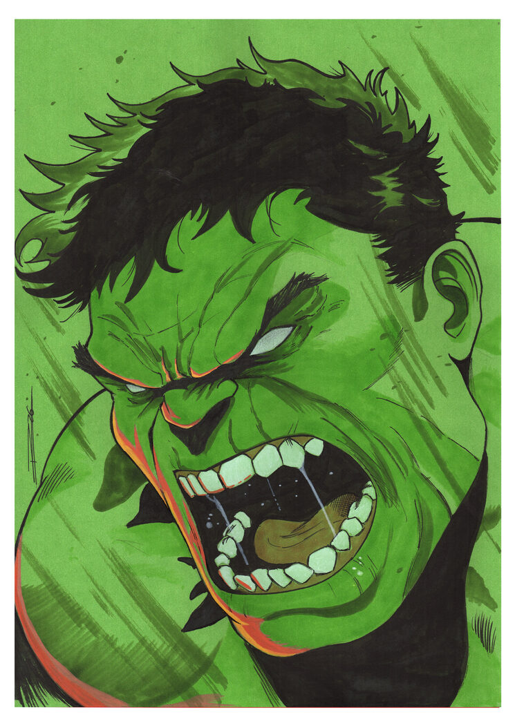 Original de Hulk en cartulina verde