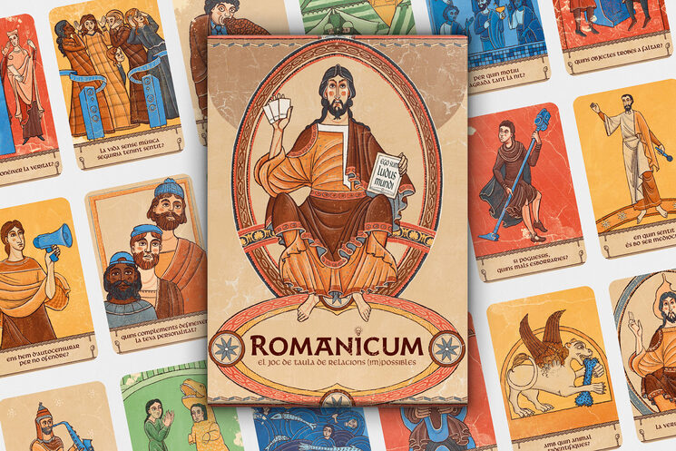 Portada i mostra de cartes del joc Romanicum 