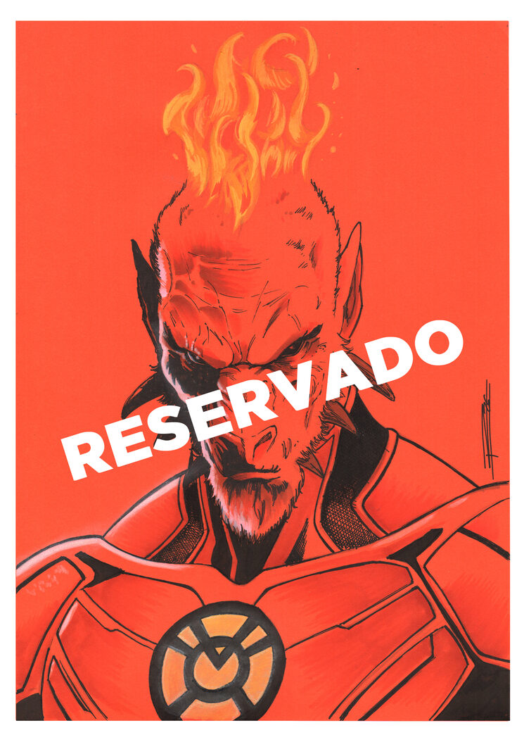 Original de Larfleeze en cartulina naranja