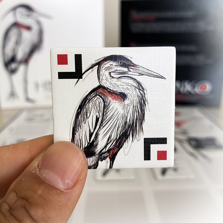 Fitxa especial amb la il·lustració del Bernat Pescaire de la col·lecció "Birds" de Me Flipa Lo Delta
