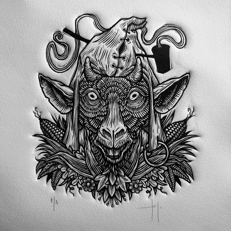 El Trasno. Grabado original de Tomás Hijo.