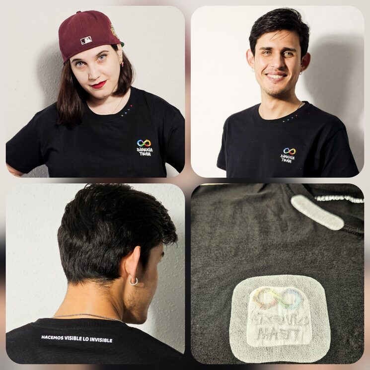 (Camiseta de algodón orgánico peinado, sin etiquetas, entretela detrás de cada bordado, corte tubular y recto. Tallas Unisex. Color Negro.)