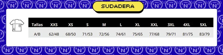 Guía de tallas - Sudadera New N Acción