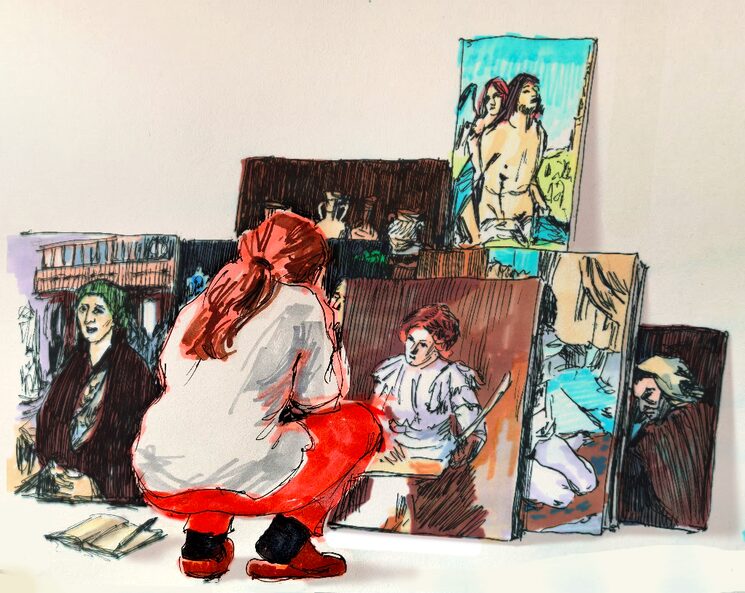 Ilustracion original de Anxo Varela para el relato "El museo flotante"