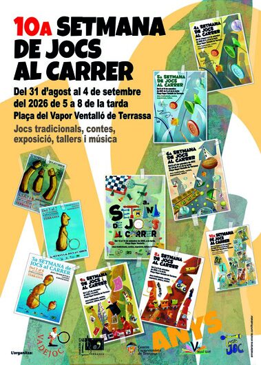 Cartell de la 10ª Setmana de Jocs al carrer. Il.lustrat per Anna Clariana