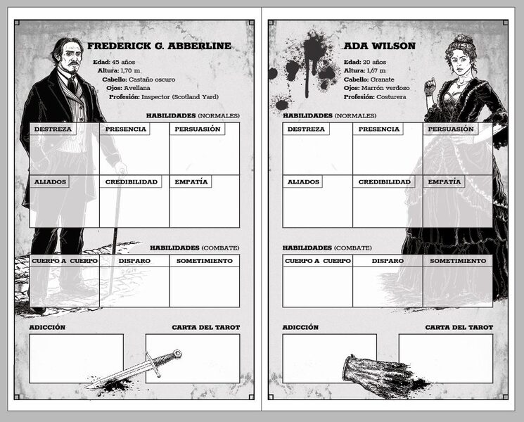 Las hojas de personaje de 1888