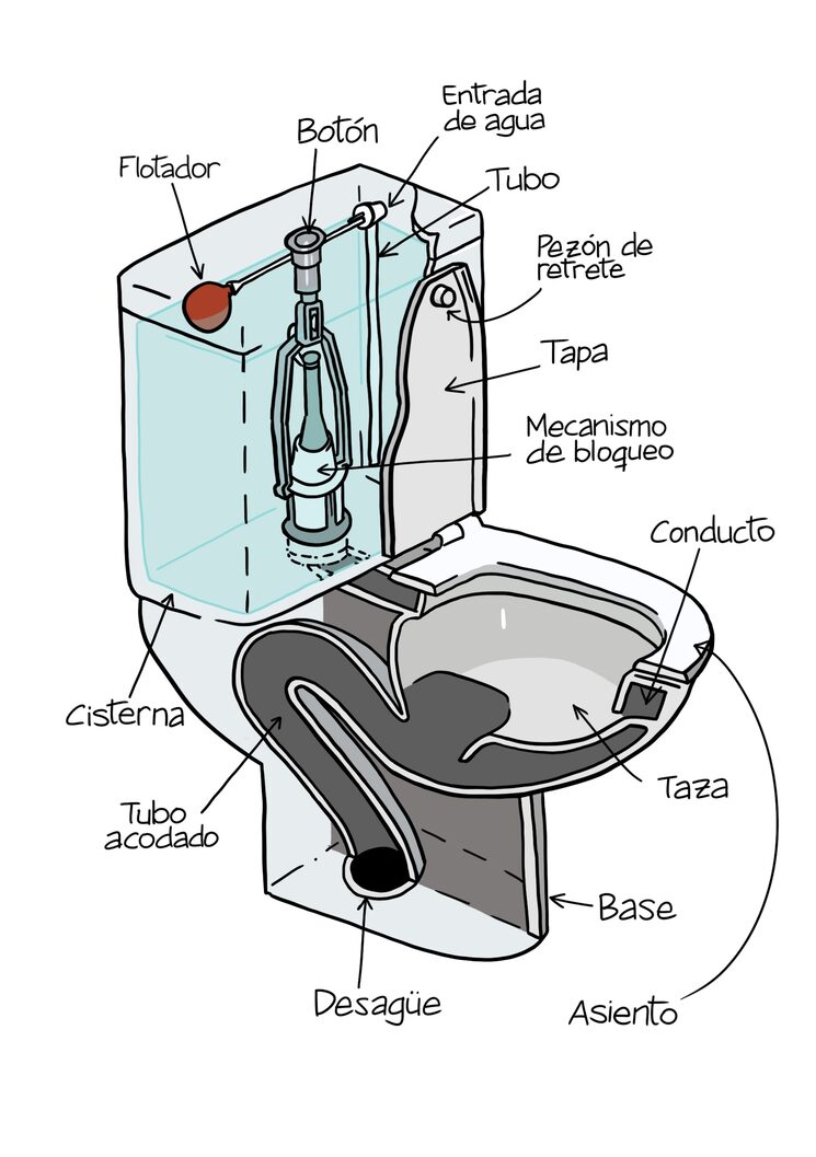 Retrete seccionado