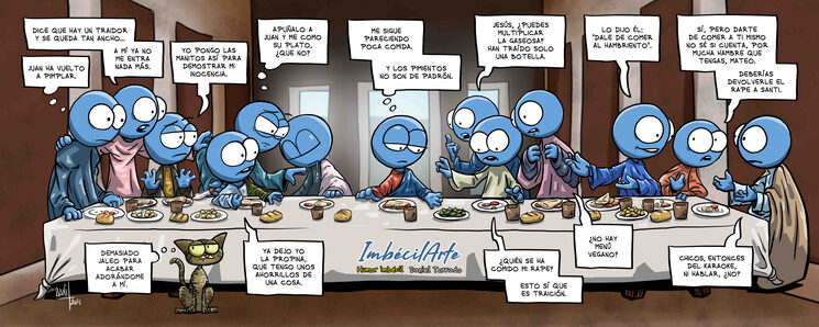 Muestra de la obra de ImbécilArte inspirada en «La última cena»