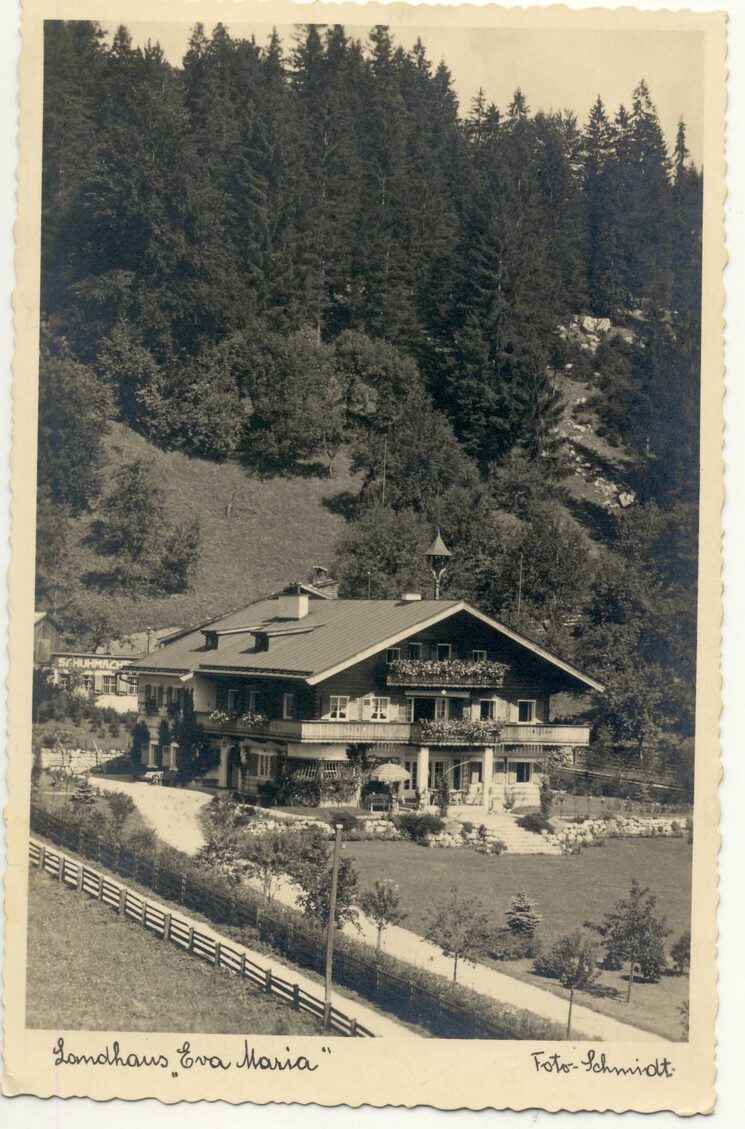Villa Eva-Marie en Lofer (Salzburgo). Leokadia Justman trabajó allí después de escapar de la cárcel de Innsbruck. Se refugió allí frente a la Gestapo poco antes de que terminase la Segunda Guerra Mundial