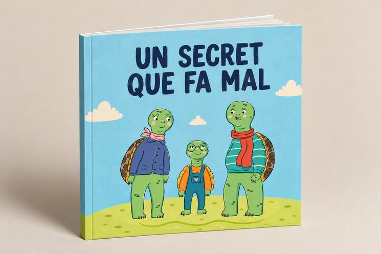 Un secret que fa mal, un conte per protegir la infància. Nota: les imatges de la portada i el format visual del llibre i la guia són simulacions creades amb IA. L’aparença i la maquetació definitives poden variar.