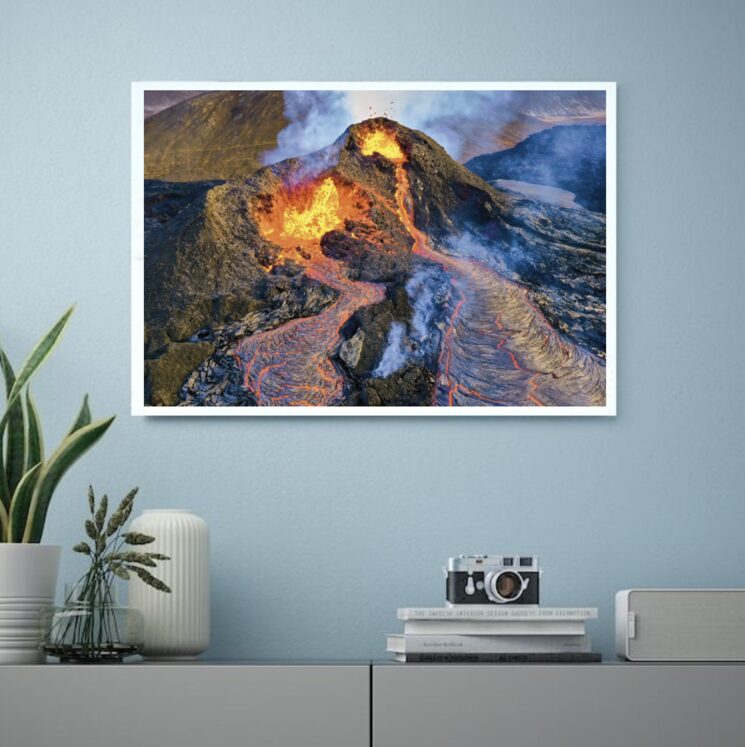 Así podría quedar mi foto de dron del volcán Fagradalsfjall en Islandia, en un dibond 60x40 (tamaño aproximado)